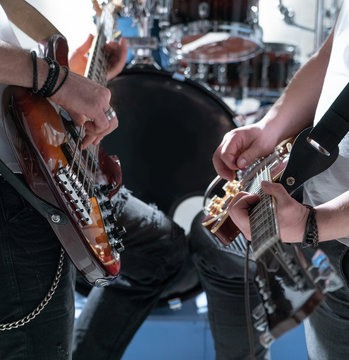 Two guitars close up
