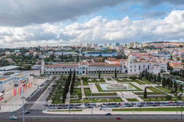 Fototapeta premium Panorama with the Jeronimos Monastery in the Belem district of Lisbon