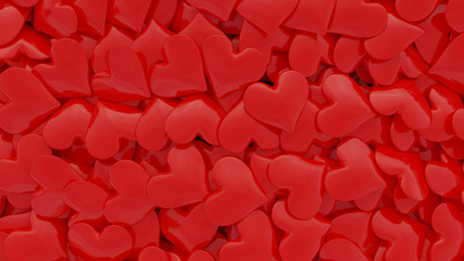 Muchos corazones desparramados rojos Ver. 2, 3D