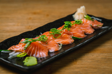 Japanese salmon sashimi isolated