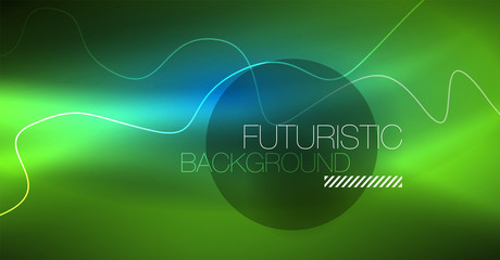 Glowing abstract wave on dark, shiny motion, Christmas and New Year magic space light. Techno abstract background