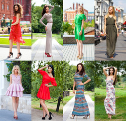Collage fashion models in dress