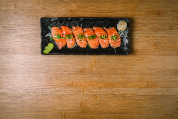 Japanese salmon sashimi isolated