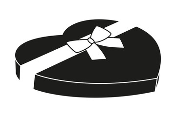 Black and white heart candy box silhouette