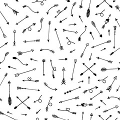 Naklejka premium Vector seamless pattern of hand drawn tribal aztec arrows.