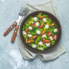 Fresh Cherry Tomato, Mozzarella salad with green lettuce mix