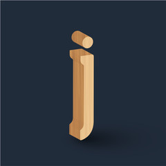 3D wood font character, vector