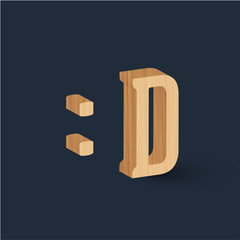 Obraz premium 3D wood font character emoticon, vector