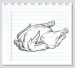 Chicken. Sketch drawn by hand. - Vector