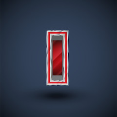 3D red steel font character, vector