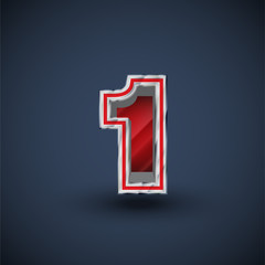 3D red steel font character, vector