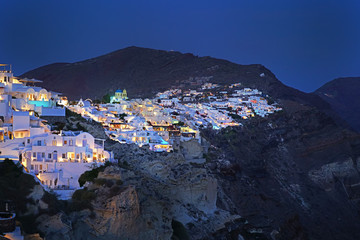 Beautiful night view of Oia, Santorini, Greece