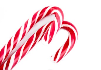 Christmas candy can isolated on a white. Red and white Christmas caramel.