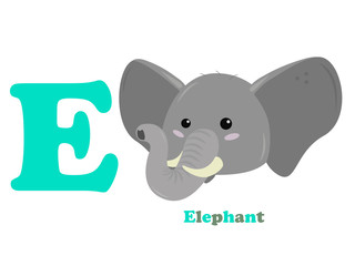 english children alphabet the letter e an elephant