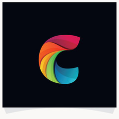 Letter C logo colorful twisted lines style. Logo designs template.