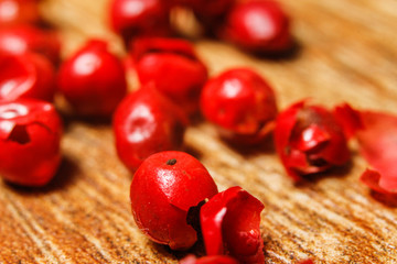 Extreme macro photography of colorful peppercorn beans