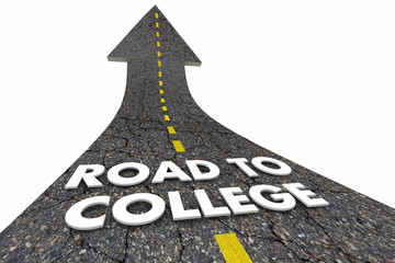 Road to College School Degree Words Arrow 3d Illustration