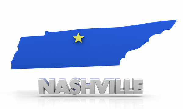 Nashville TN Tennessee City State Map 3d Illustration