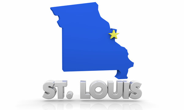 St Louis Missouri MO City State Map 3d Illustration
