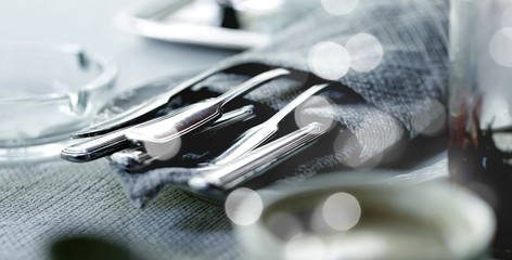 Table Setting with Fork and Knife on Napkin