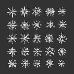 Hand-drawn snowflakes. Snow and winter illustrations.