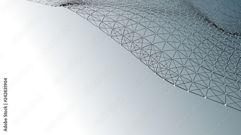 Poster abstract wavy structure made. plexus background with connected lines and dots. digital connection of