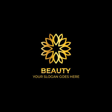 logo template nature gold color symbol luxury elegant beauty fashion boutique flower - Vector	
