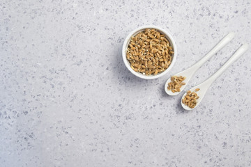Sprouted wheat on a light background. toned