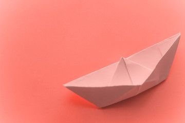 origami paper boat toned copy space
