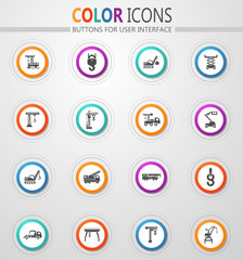 Crane and lifing machines icon set