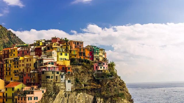 Time Lapse Italian Seaside Village Apartments Built Into Cliff