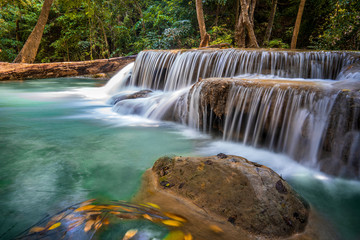 Arawan waterfall in kanchanaburi's forest of Thailand.