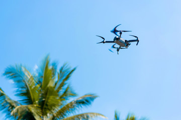 Fototapeta na wymiar Drone flying at beach