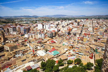 Fototapeta na wymiar aerial view of the city of Cartagena Spain with lot of differ roofs 