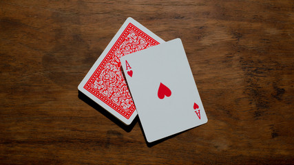 playing cards on wood table
