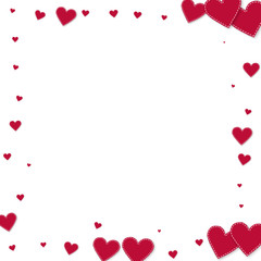 Fototapeta na wymiar Red heart love confettis. Valentine's day frame pe