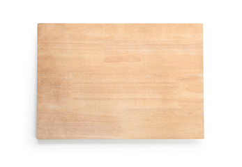 Wooden kitchen board on white background