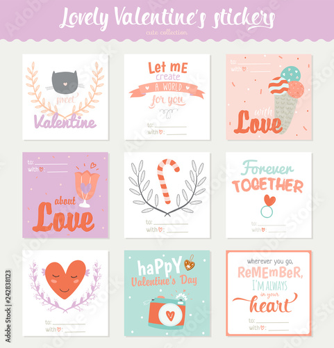 Set Of 9 Square Valentines Day Gift Tags Stickers And Labels Gift Tags Stickers And Labels Templates Beauty Posters Set Lovely Card For Valentine S Day Wedding Marriage Save The Date Bridal