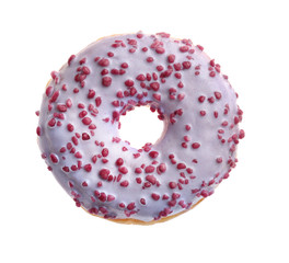 Sweet tasty donut on white background