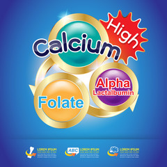Kids Omega Calcium and Vitamin - Concept Logo Gold Kids