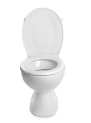 Clean toilet bowl on white background