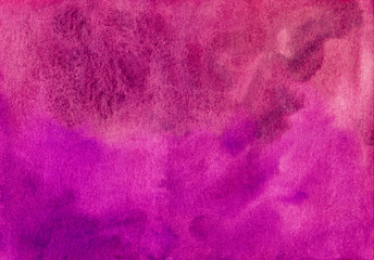 Watercolor rough pink red background texture. Aquarelle abstract old fuchsia backdrop. Watercolour trendy horizontal template for cards, invitations, blog, banner. Ink pink stains on textured paper. 