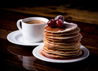Breakfast pancakes and coffee