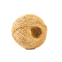 Hemp rope roll isolated on white.