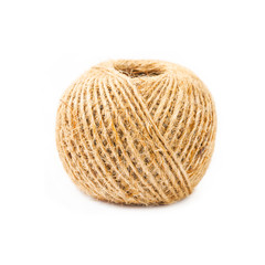 Hemp rope roll isolated on white.