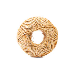 Obraz premium Hemp rope roll isolated on white.