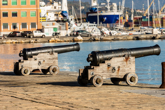 Old Naval Cannons - Port of La Spezia Italy