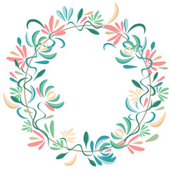headband with flowers, pastel floral frame, vector