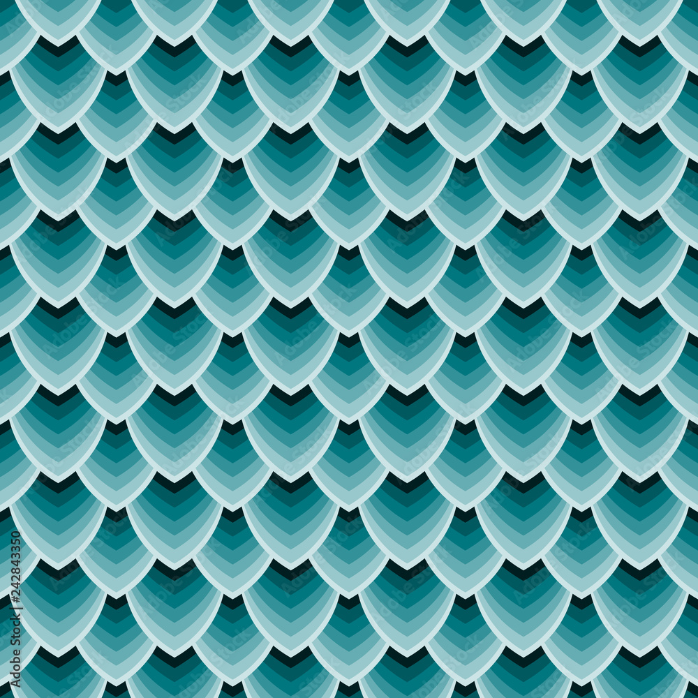 Wall mural Seamless texture of dragon scales, reptile skin. Vector Illustration.