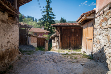 Fototapeta na wymiar The street in Koprivshtitsa town, Bulgaria
